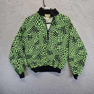 Vintage‎ Hot Chillys Bomber Jacket Adult Size Small Black Green 1/4 Zip Pullover
